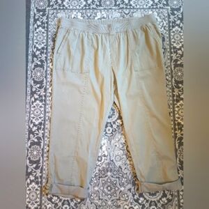 Soft Surroundings 3X Utility Cargo Pants Green Pull On Lyocell Crop Roll Tab
